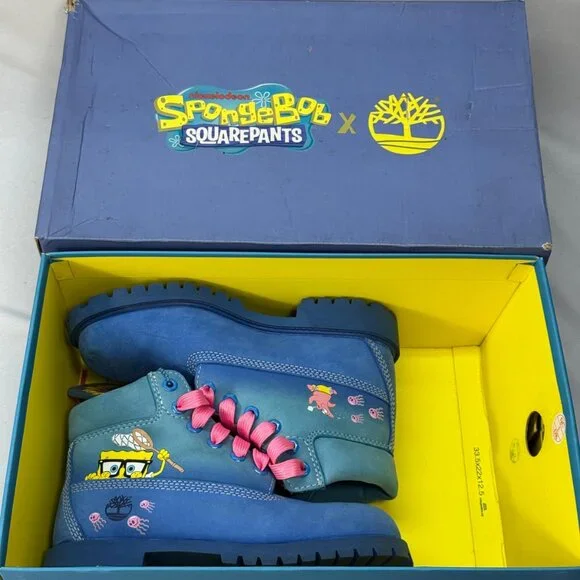 TIMBERLAND x SpongeBob 6 Inch Waterproof Nubuck Leather Boots Size 2 Youth
